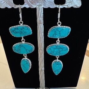 Turquoise 925 Silver Dangle Earrings